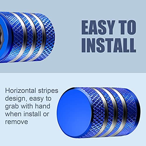 Tire Valve Stem Cap Cover - (5 Pack) Tire Air Caps Metal with Plastic Liner Corrosion Resistant Leak-Proof for Car Truck Motorcycle SUV and Bike Blue — view 3