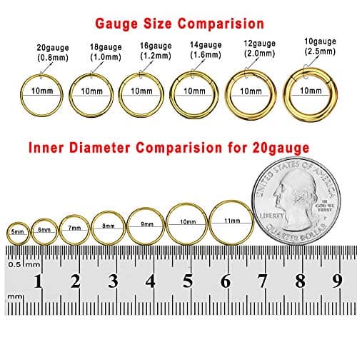 18k Gold Plated Septum Hoop Conch Rings for Women & Men 16 Gauge 12mm — view 5
