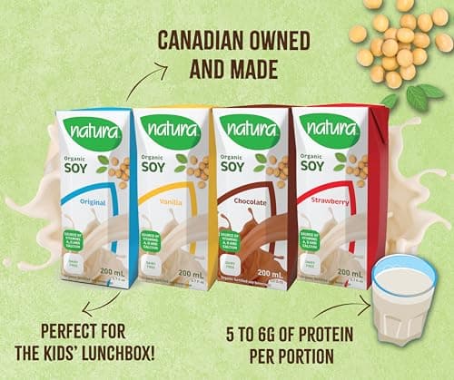 NATURA Mini Fortified Soy Milk - Strawberry - Organic & Gluten Free - Dairy Free - Vegan - Shelf Stable - Plant Based Beverage - Non-GMO - Perfect for Lunch Boxes - Made in Canada | 200ml (Pack of 3) — view 5