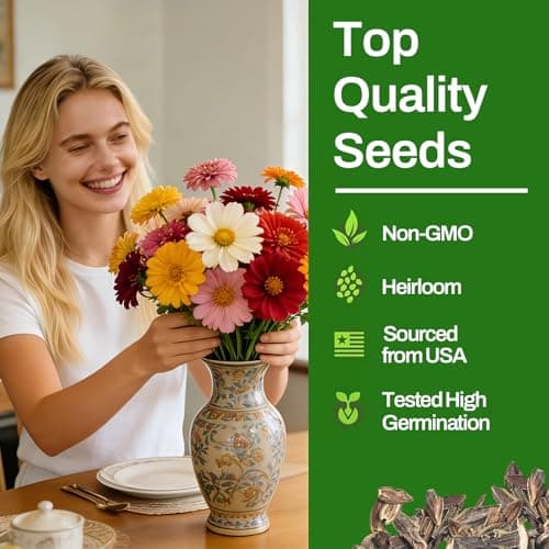 LUOJIBIE Zinnia Seeds, 6500+ Bulk Pack Mixed Colors Large Blooms Seeds, California Giant Zinnia Seeds for 2026, High Germination Non-GMO, Wildflower Seeds for Planting Indoor Outdoor, Open Pollinated — view 3