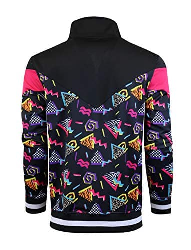 SCREENSHOT Mens Urban Hip Hop Premium Track Jacket - Slim Fit Side Taping Sportswear Urbanwear Streetwear Fashion Top, F11904-black/Pop, X-Large — view 4