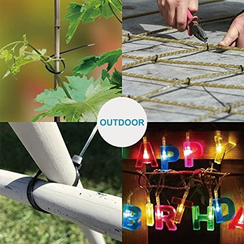 Zip Ties Assorted Sizes(4”+6”+8”+12”), 400 Pack, Black Cable Ties, UV Resistant Wire Ties by ANOSON — view 5