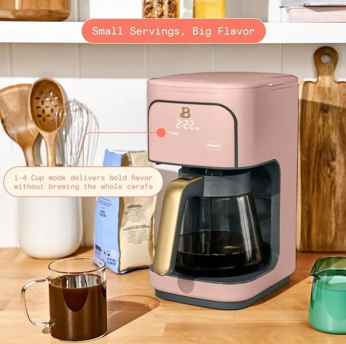 Beauti Coffee Maker 12 cup Programmable, Brewing Versatility, Advanced Programming, 1200 W, Keep Warm mode (Rose) — view 3