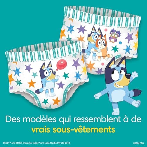 Pampers Easy Ups Girls & Boys Potty Training Pants, Size 7 (5T6T), Bluey Absorbent Training Underwear, Up to 100% Leakproof Day and Night, Hypoallergenic, 1 Pack (Count of 70) — view 16