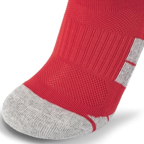 CWVLC Youth Soccer Baseball Socks 3 Pairs, Football Sport, Softball Team Athletic Socks, Knee High Long Tube Cotton Arch Ankle Compression Socks, Red, Medium — view 4