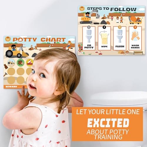 Potty Training Chart for Boys, Construction Theme, 8.3 x 11.2 inches, 10 Pack Chart with 5 Pack Reward Stickers — view 4