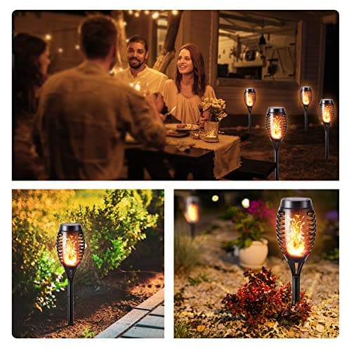 Toodour Solar Flame Torch Lights, 12 Pack Solar Lights Outdoor with Flickering Flame, Waterproof Solar Pathway Lights Landscape Decoration Lighting for Garden, Lawn, Patio, Yard, Outdoor Decorations — view 4