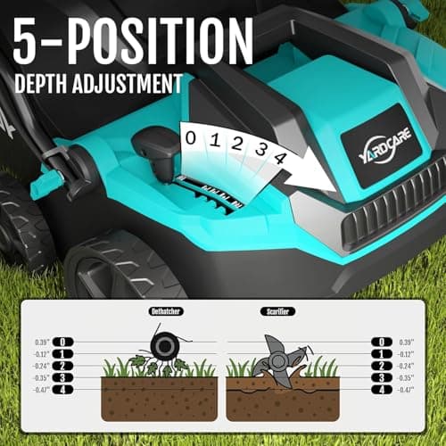 2-in-1 Electric Lawn Dethatcher & Scarifier – 10.5 Gal Thatch Bag, 5-Position Height Adjustment, Dual Switch for Healthier Grass — view 4