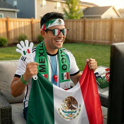Soccer Fan Gear Set 2026-7 Piece Game Day Kit with Flag, Scarf, Glasses, Whistle, Clapper, Wristband & Headband in Gift Box - Watch Party & Stadium Essentials for Mexico — view 4