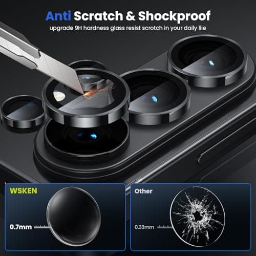 WSKEN for Samsung Galaxy S26 Ultra Camera Lens Protector - Ultra Thin Case Friendly, 9H Shatterproof Tempered Glass with Anti Scratch Metal Circle Camera Screen Protector Cover Accessories, Black — view 3