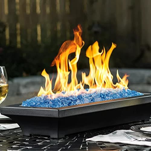 onlyfire 10 pounds Fire Glass for Propane Gas Fire Pit, 1/2-Inch High Luster Fireplace Glass Rocks for Fire Pit Table, Pacific Blue — view 4