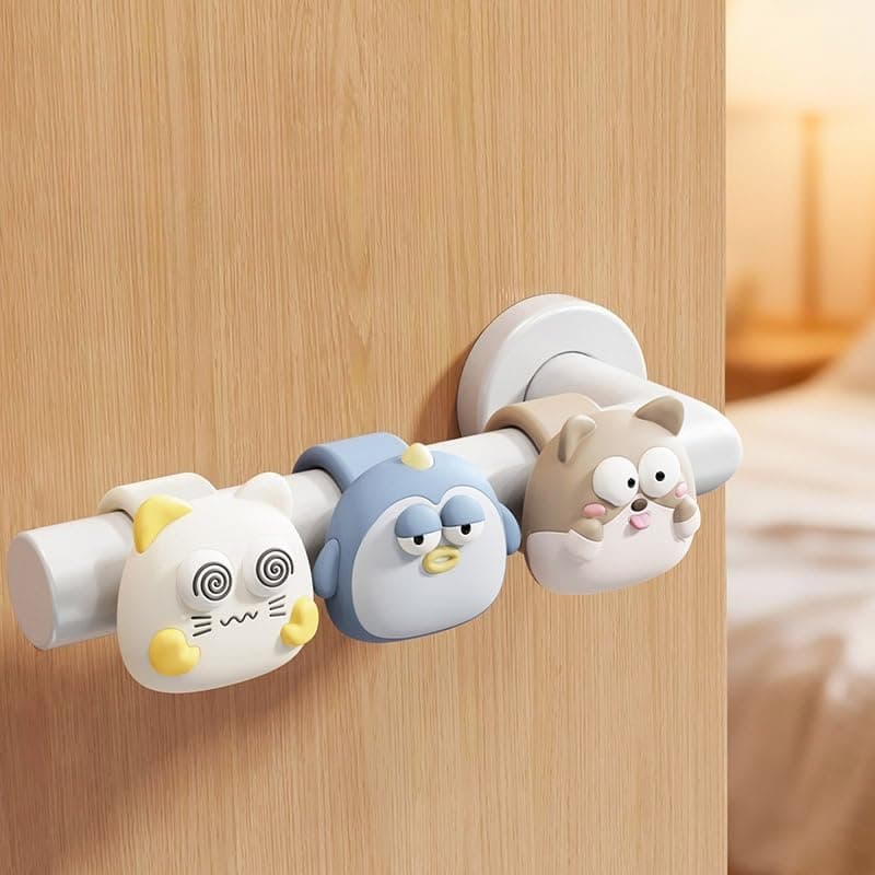 3 almohadillas de silicona para manija de puerta, protector de pared, protector de puerta, protector de perilla anticolisión para ventana del hogar y dormitorio (blanco, azul y caqui)