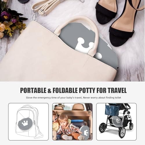 Portable Potty for Toddler Travel Foldable Potty Seat for Toddler Training Toilet for Kids Boys Girls Car On The Go Potty Travel Toilet Chair for Camping Park Indoor/Outdoor (Grey) — view 2
