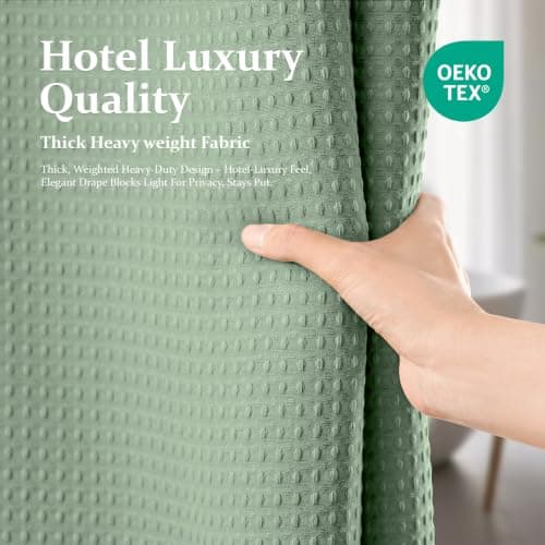 Dynamene Waffle Shower Curtain 256 GSM Heavy Duty Fabric 72"x72" Sage Green — view 4