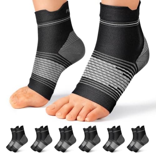 Plantar Fasciitis Sock (6 Pairs) for Men and Women, Ankle Brace Compression Socks with Arch Support for Achilles Tendonitis, Heel Pain, Swelling & Arthritis Relief, Black, Large