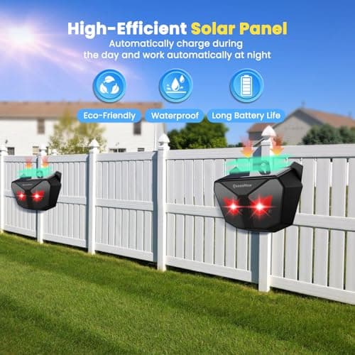 Solar Animal Repeller Outdoor 4 Packs, Nocturnal Animal Deterrent with Red LED Flashing Lights, Waterproof Wild Device for Chicken Coop, Cat, Skunk, Wolf, Deer, Coyote, Fox, Raccoon — view 2