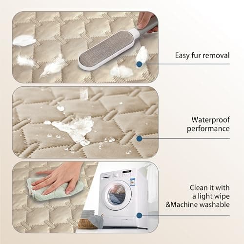 gogobunny 3X Stronger Waterproof Pet Blanket, Scratch Proof Furniture Protector for Dogs Cats, Reversible Cover 30x30 Inch, Dark Beige — view 3