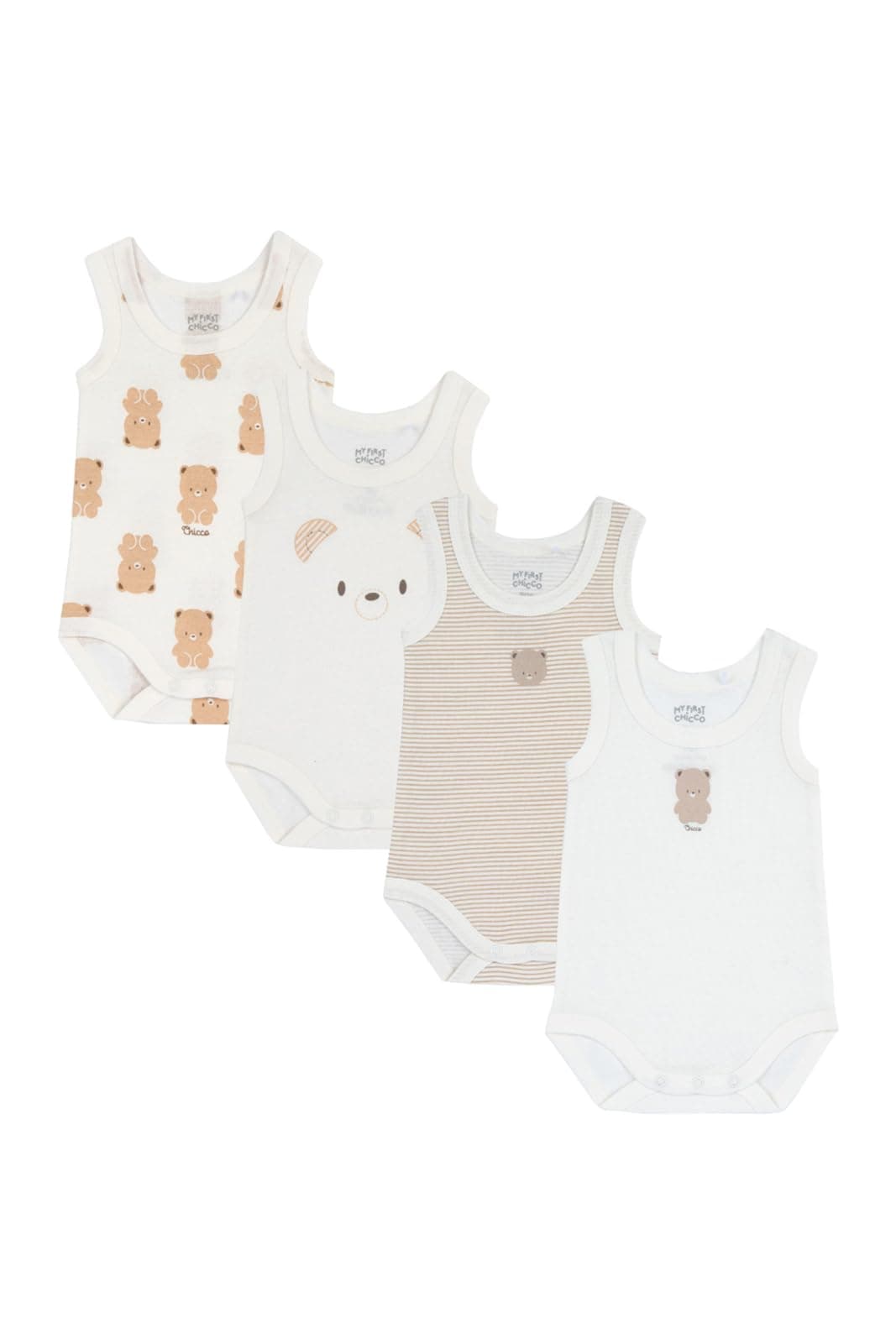 Chicco, Body Recién Nacido, Conjunto de 4 Bodies sin Mangas de Algodón 100% con Cómoda Abertura, Ropa Bebé Niño y Niña 0-3 Meses, Ideas de Regalo para Nacimiento — view 6