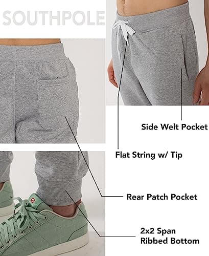 Southpole Men's 1570 Basic Active Fleece Jogger Sweatpants, Heather Grey a, Small — view 5