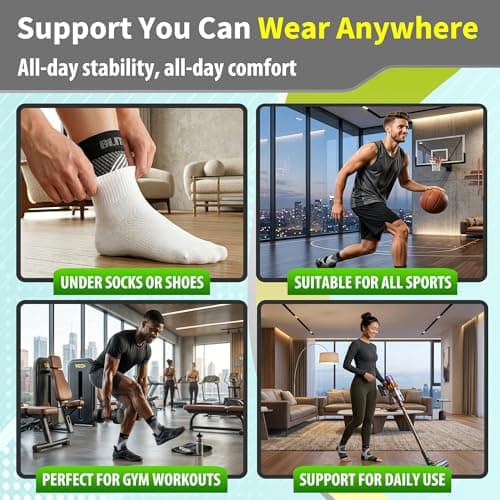 Compression Socks for Plantar Fasciitis, Achilles Tendonitis, Arthritis Relief, Ankle Brace Compression Sleeve with Foot Arch Support, Ankle Wrap for Women, Men, Swelling & Heel Pain Black L-XL — view 6