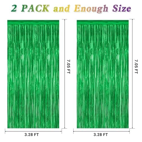 ZATAYE 2 Pack Green Foil Curtain Backdrop Birthday Party Decorations