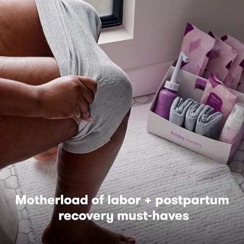 Frida Mom Hospital Packing Kit for Labor, Delivery, & Postpartum | Nursing Gown, Socks, Peri Bottle, Disposable Underwear, Ice Maxi Pads, Pad Liners, Perineal Foam, Toiletry Bag (15 PIECE GIFT SET) — view 3