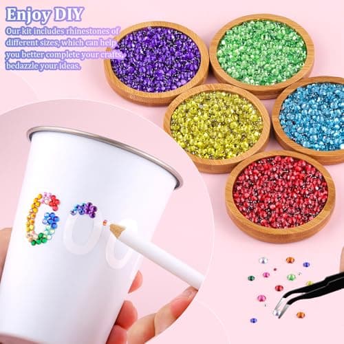 22000Pcs Resin Rhinestones for Bedazzling with Tweezers, Multicolor 2/3/4mm Rhinestones for Crafting with 3Pcs 10ml B7000 Jewelry Glue for DIY Crafts Clothing Tumblers Shoes Fabric Nail Art — view 2