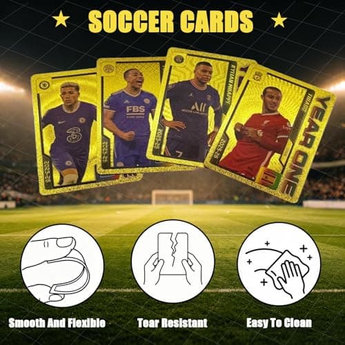 Soccer Trading Cards 2026, 55 Non-Duplicate Football Cards, USA Canada Mexico Themed Collectible Card Set, Fixed Card Contents Gift for Soccer Fans Kids Teens and Adults Gold, Not Original — view 4