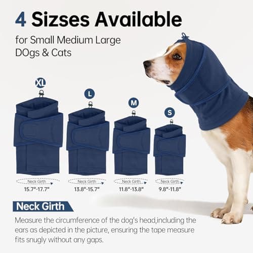 IDOMIK Dog Ear Muffs Noise Protection, Dog Calming Hoodie for Anxiety Relief, Soft Double-Layer No Shake Head Wraps, Quiet Ear Covers for Thunderstorm, Firework, Bath, Grooming & Blow Drying,Blue,XL — view 3
