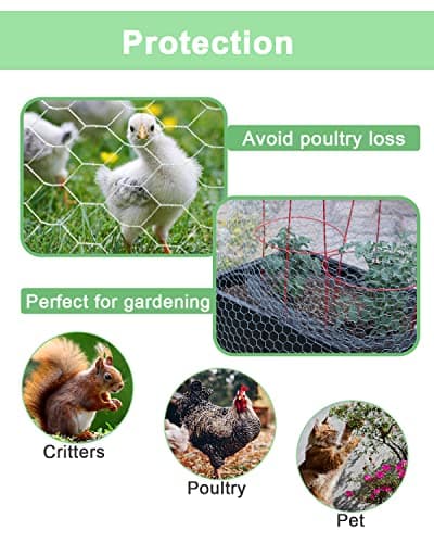 vensovo Green Chicken Wire Mesh - 13.7"×236" Garden Animal Barrier Fence, 1 inch Mesh Fence for Pet,Rabbit,Poultry — view 3