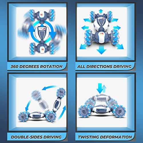 Dysaim Remote Control Car, Gesture Sensing RC Stunt Car Toys, 2.4GHz 4WD RC Drift Car, Creative Gifts for Kids Boys Girls Ages 6+, Double Sided Rotating Off Road Vehicle 360° Flips with Lights Music — view 2