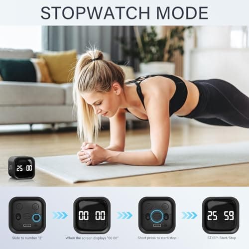 Rotating Pomodoro Timer 5, 25, 10 50 Minutes Preset, Desk Productivity Flip Timer, ADHD Tool Cube Countdown Stopwatch, Vibration/High/Low Volume/Custom Modes, for Work, Study, Back to School, Kitchen — view 4