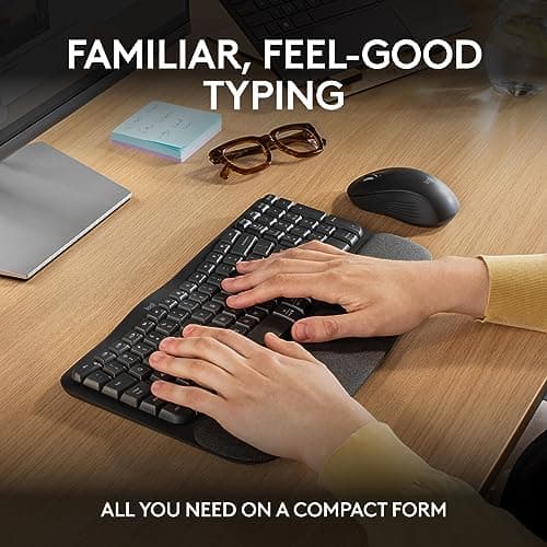 Logitech Wave Keys MK670 Combo, Wireless Ergonomic Keyboard with Signature M550 L Wireless Mouse, Comfortable Natural Typing, Bluetooth, Logi Bolt, for Multi-OS, Windows/Mac - Graphite — view 2