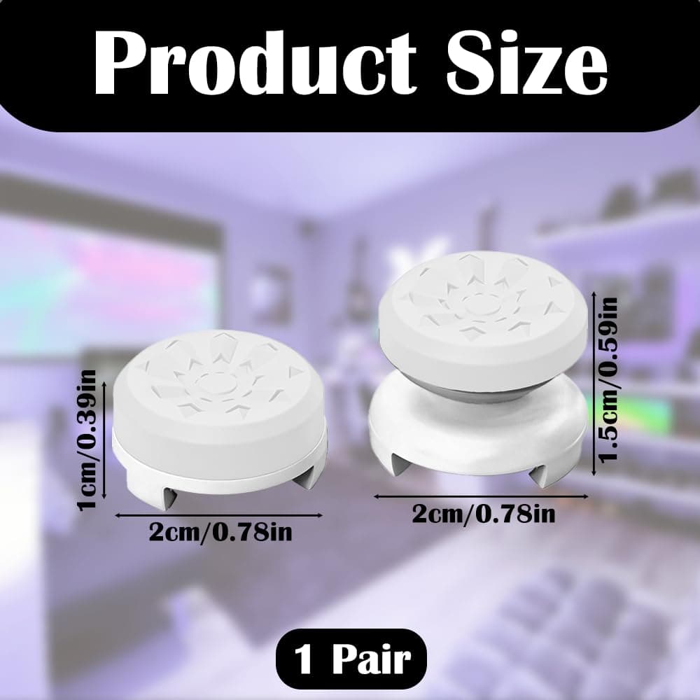 White Thumb Stick Grips for PS5 & PS4 Controllers, Anti-Slip Silicone Controller Thumb Grips, Joystick Grip Caps to Improve Accuracy & Reduce Fatigue, Gaming Analog Stick Covers (2PCS) — view 2