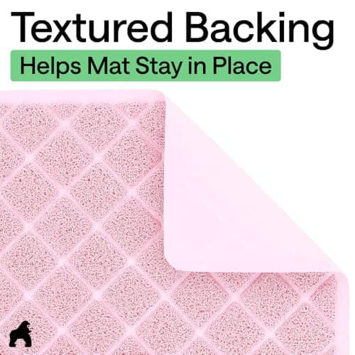 GORILLA GRIP Cat Litter Box Mat, 35x23, Water Resistant Kitty Litter Trapping Mat, Textured Backing, Easy to Clean, Less Waste and Clean Floors, Kitten Supplies for Indoor Cats, Soft on Paws, Lt Pink — view 3