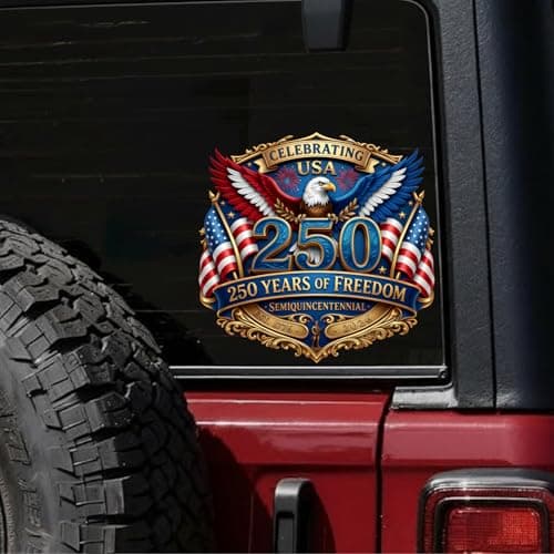2pcs USA 250th Anniversary Car Decals - 1776-2026 Patriotic Bumper Stickers, 250 Years Vehicle Window Decal, Vinyl Material, Waterproof