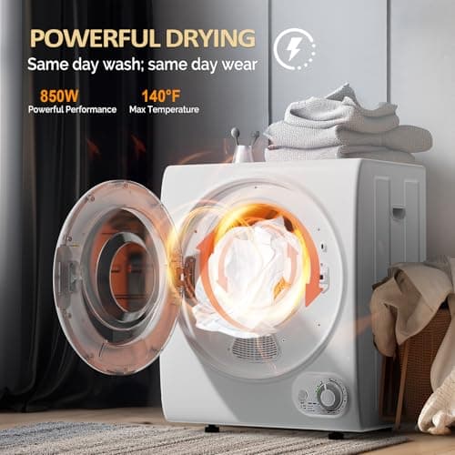 ROVSUN 17.8LBS Full Automatic Washing Machine and 1.5CuFt Portable Clothes Dryer Set, Compact Laundry Washer and Dryer Combo Set with Stainless Steel Inner Tub, for Apartment, Dorms, Home — view 6