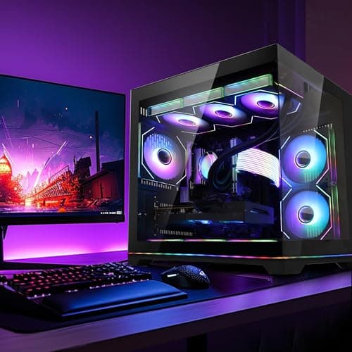 HELLOLAND Ocean Park Gaming PC Desktop- AMD Ryzen 7 9800X3D 8-Core 4.7GHz- RX 9070 XT 16GB- 32GB DDR5 6000MHz RAM-1TB PCIe SSD- 850W PSU- 360mm AIO & APP RGB Fan Control- WiFi + BT - Win 11 -Black — view 8