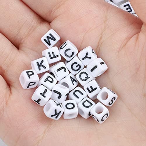 Quefe 1440pcs Acrylic Letter Beads White Cube Sorted Alphabet Beads for Jewelry Making, Bracelets, Necklaces, Key Chains (6 x 6mm) — view 3