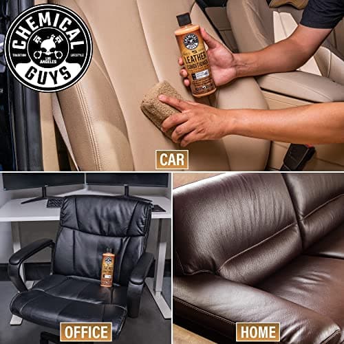 Chemical Guys Leather Cleaner and Conditioner Kit - Car Cleaner and Conditioner, Safely Cleans & Conditions Leather Car Interiors, Furniture, Shoes, Boots, Bags, Apparel & More, 2 Bottles (16 oz Each) — view 4