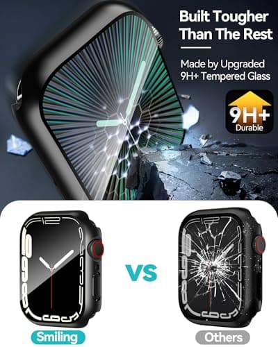 Smiling 2 Pack Case Compatible with Apple Watch SE 3 (2025)/ SE 2/ SE/Series 6/5/4 44mm with Tempered Glass Screen Protector, Hard PC Case Overall Protective Cover - Black — view 2