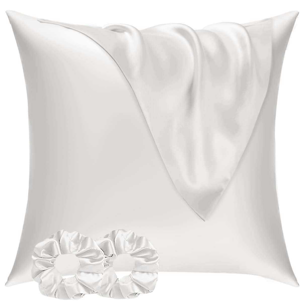 Vielit 2 Pack Satin Pillowcase for Hair and Skin Cooling,Soft as Silk Pillowcase for Hair and Skin,Easier Care than Silk Pillow Case Beige 50x75cm Gifts for Women Envelope & 2 Scrunchies — view 34