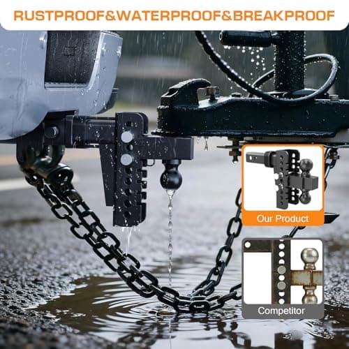 Vullteeon Adjustable Trailer Hitch, Drop Hitch for 2 Inch Receiver, 6" Drop/Rise, (2" & 2-5/16") Ball Hitch for Truck, 20000 LBS GTW, Slot-Fit & Anti-Rattle Design Trailer Hitches, Anti-Theft Pin — view 6