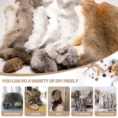Craft Rabbit Skin Fur Pelt – Ethically Sourced, 12"x14" Tanned Hide for DIY Crafts, Costumes & Home Décor(1, Straw Yellow) — view 4