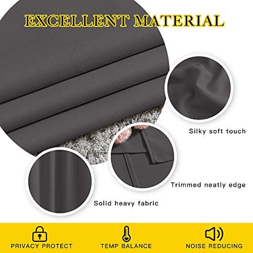 NICETOWN Gray Blackout Curtains for Bedroom 84 inches Long - Thermal Drapes Grommet Room Darkening Light Blocking Curtains Window Treatments for Living Room (2 Panels, W52 x L84, Grey) — view 2