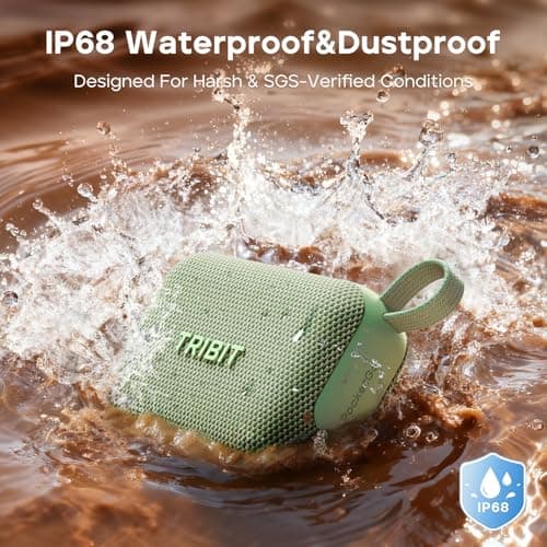 Tribit PocketGo Bluetooth Shower Speaker, IP68 Waterproof/Dustproof, Portable Speaker with 20H Playtime, Wireless, BT6.0, Supports TF Card, Electronics for Travel/Outdoors/Home (Blue) — view 3