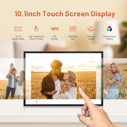 Anna Bella Digital Photo Frame 10.1 Inch with 1280x800 HD IPS Touch Screen, 32GB WiFi Digital Picture Frame with App Sharing, Auto-Rotate Photo Frame with Sleep Mode, Gift for Parents, Friends — view 2