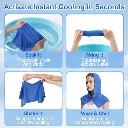SECVOY 1 Pack Cooling Hoodie Towels for Neck and Face, UPF 50 Sun Protection & Instant Cooling Towels for Hot Weather, Soft Breathable Towel for Work Out, Sport, Gym, Camping & More Activities — view 4