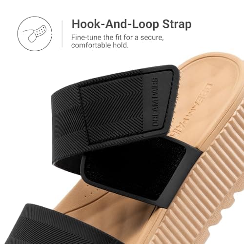DREAM PAIRS Waterproof Slip On Platform Sandals,Black,8 — view 7