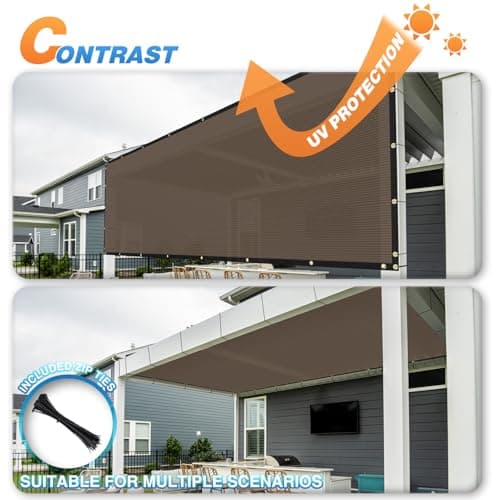 TANG Fence Privacy Screen Brown 4 Feet x 20 Feet Outdoor Shade Cloth with Grommets, 150 GSM Temporary Fence Cover with Zipties Mesh Netting Fences Blockage for Backyard Garden Patio Chain Link — view 4